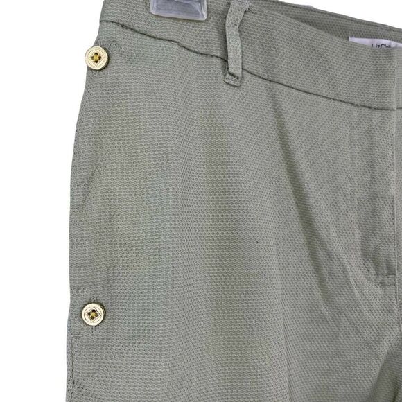 Liz Claiborne Cropped Pants Green Textured Mid Rise Skinny Trousers Chic Size 8 - Picture 4 of 7